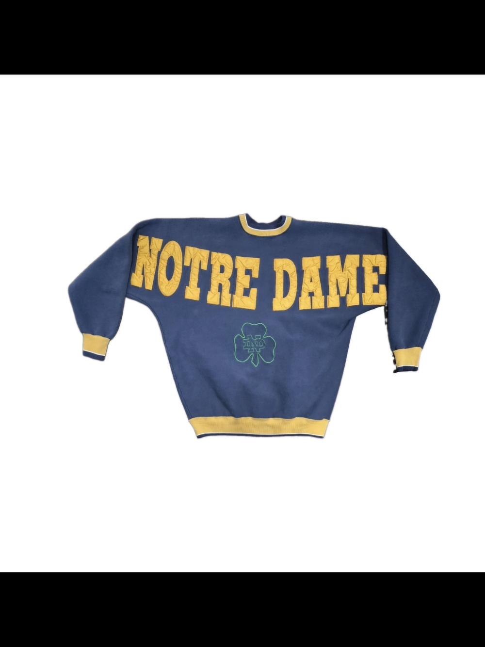 Vintage Notre Dame Spellout Navy & Gold Crewneck Sweatshirt Rare